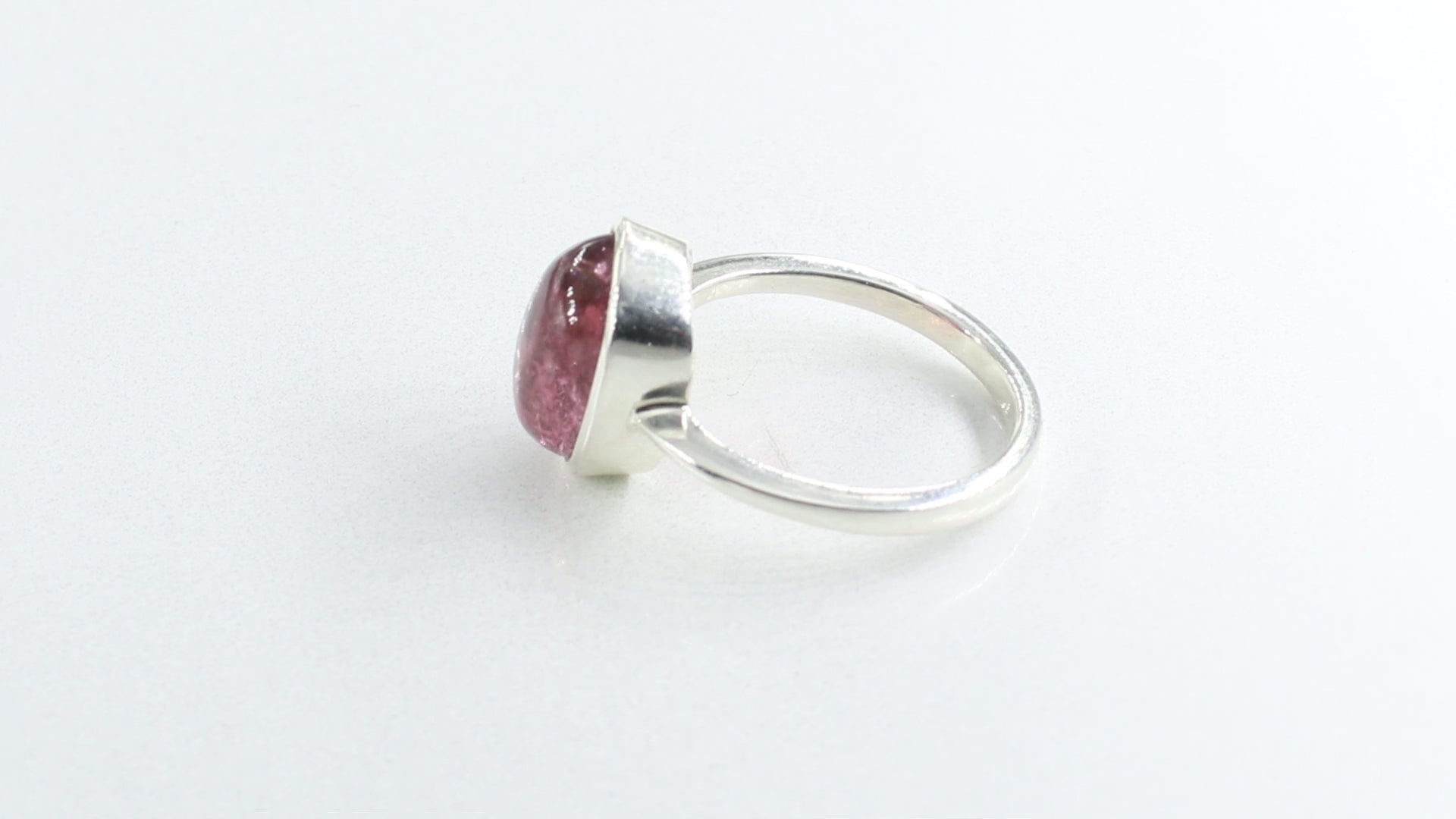 Pink Bi-Color Tourmaline Cabochon Ring – 925 Sterling Silver