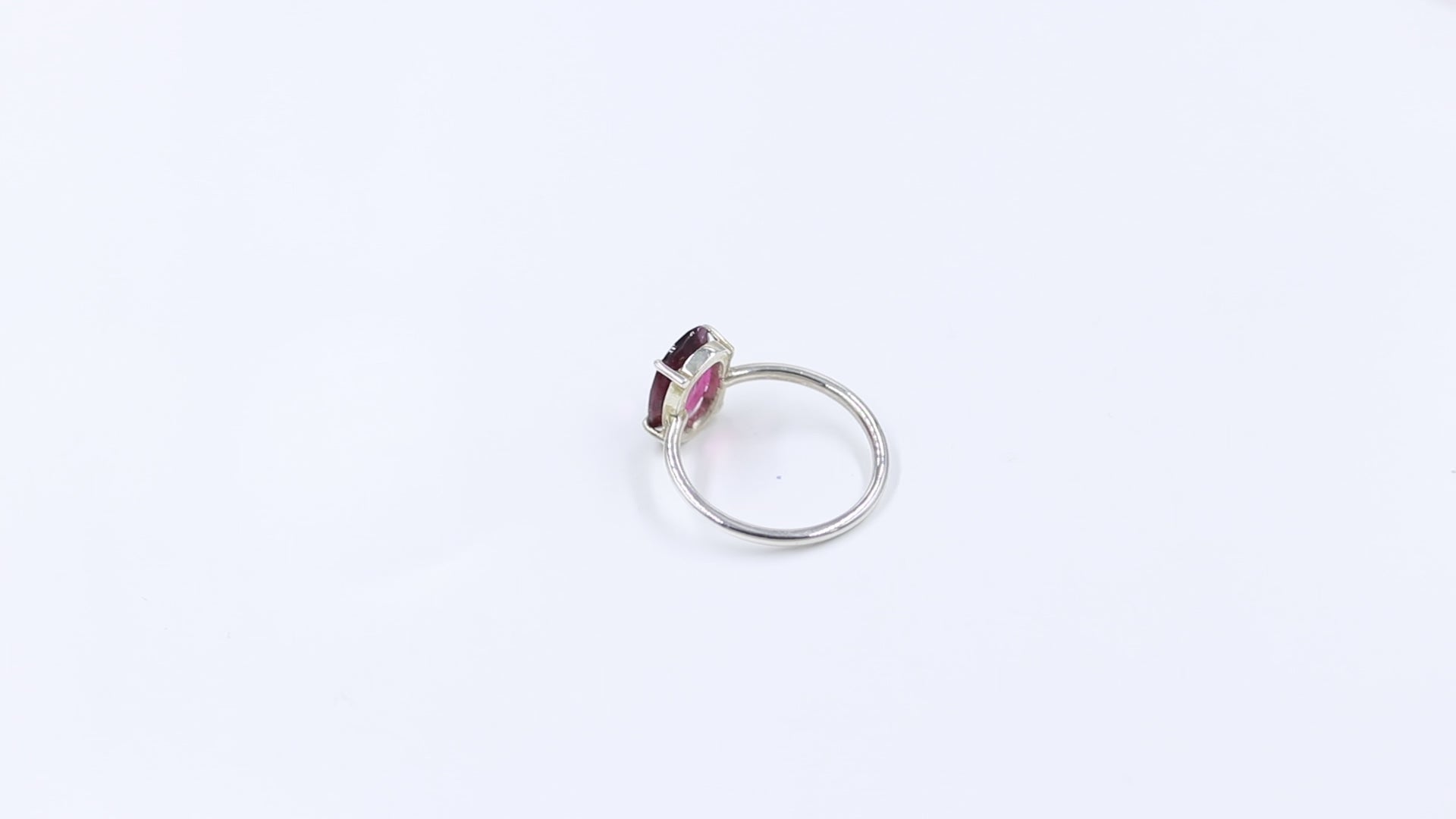 Red Flat Cut Tourmaline Ring – 925 Sterling Silver